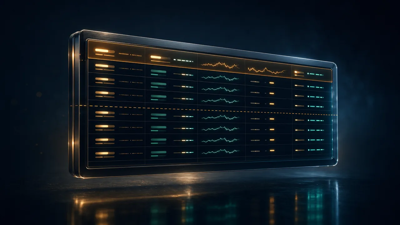 Dark fintech trading dashboard showing an intraday scanner with float, relative volume, gap percentage, and price range filters returning top momentum candidates with RVOL badges